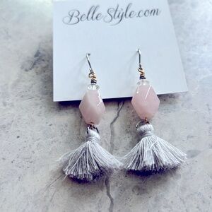 Bellestyle Tennessee Rose Quartz cotton Tassel Earrings